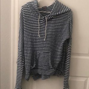 blue and white striped hoodie
